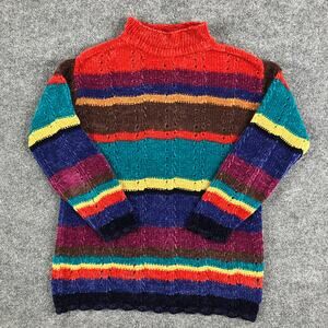Gestures Sweater Women's Medium Multicolor Striped Knit Turtleneck Vintage